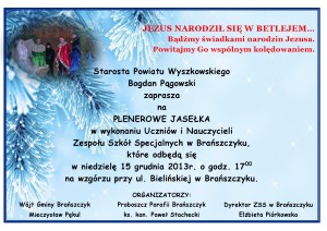 Zaproszenie Wigilia 2013r.