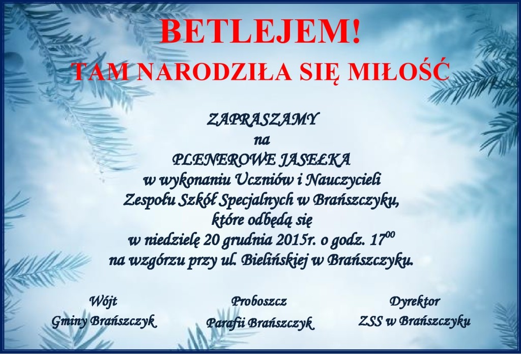 Wigilia 2015 Zaproszenie